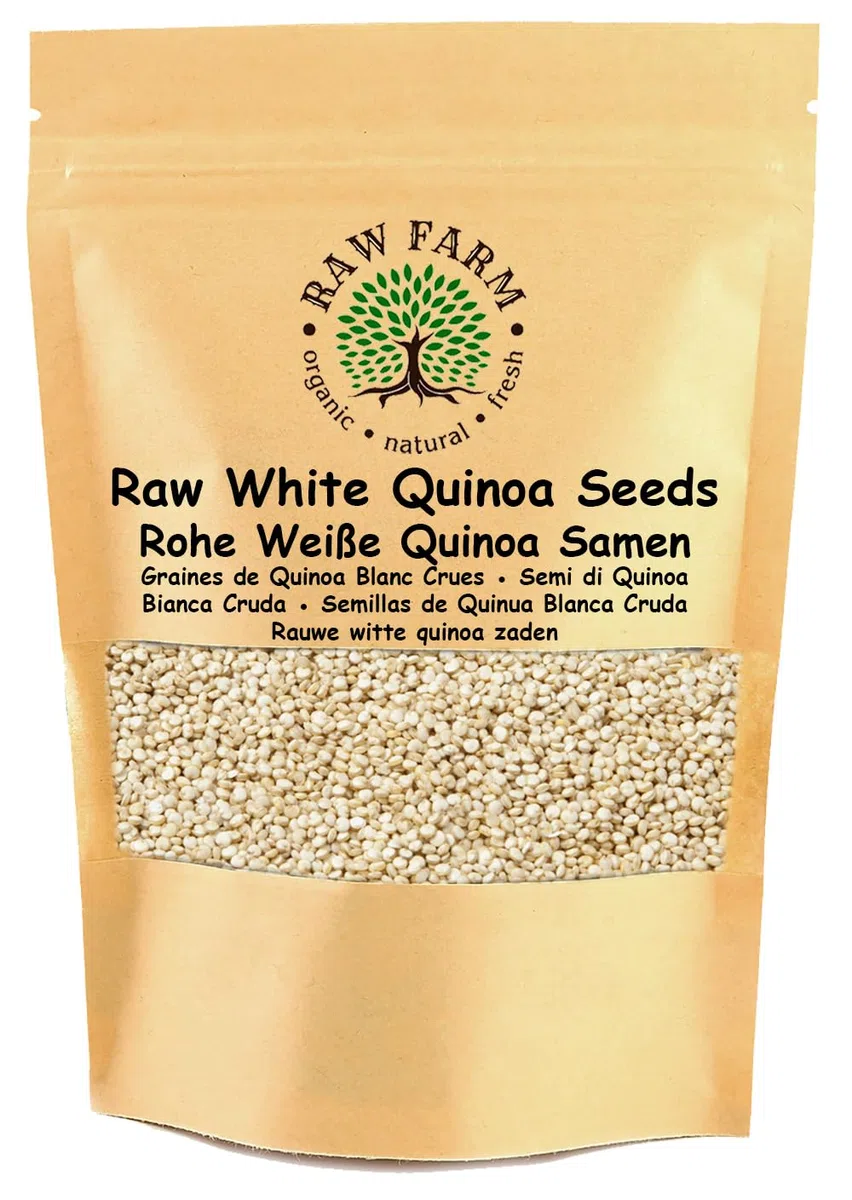 Raw Farm – Quinoa blanca cruda – 1 kg – sin gluten, sin soja, grano entero natural