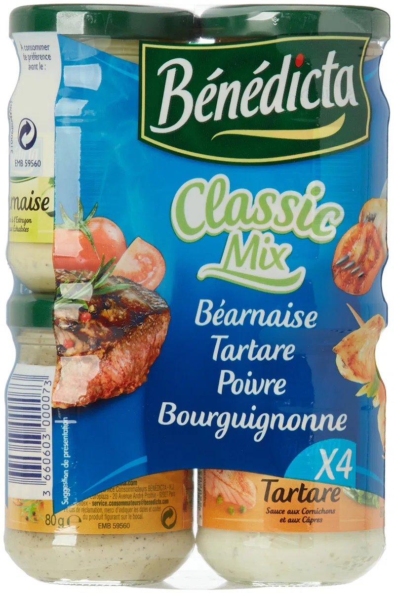 Bénédicta Mezcla Clásica 4 Salsas Bearnesa, Tartare, Poivre, Bourguignonne 4 X 80 G