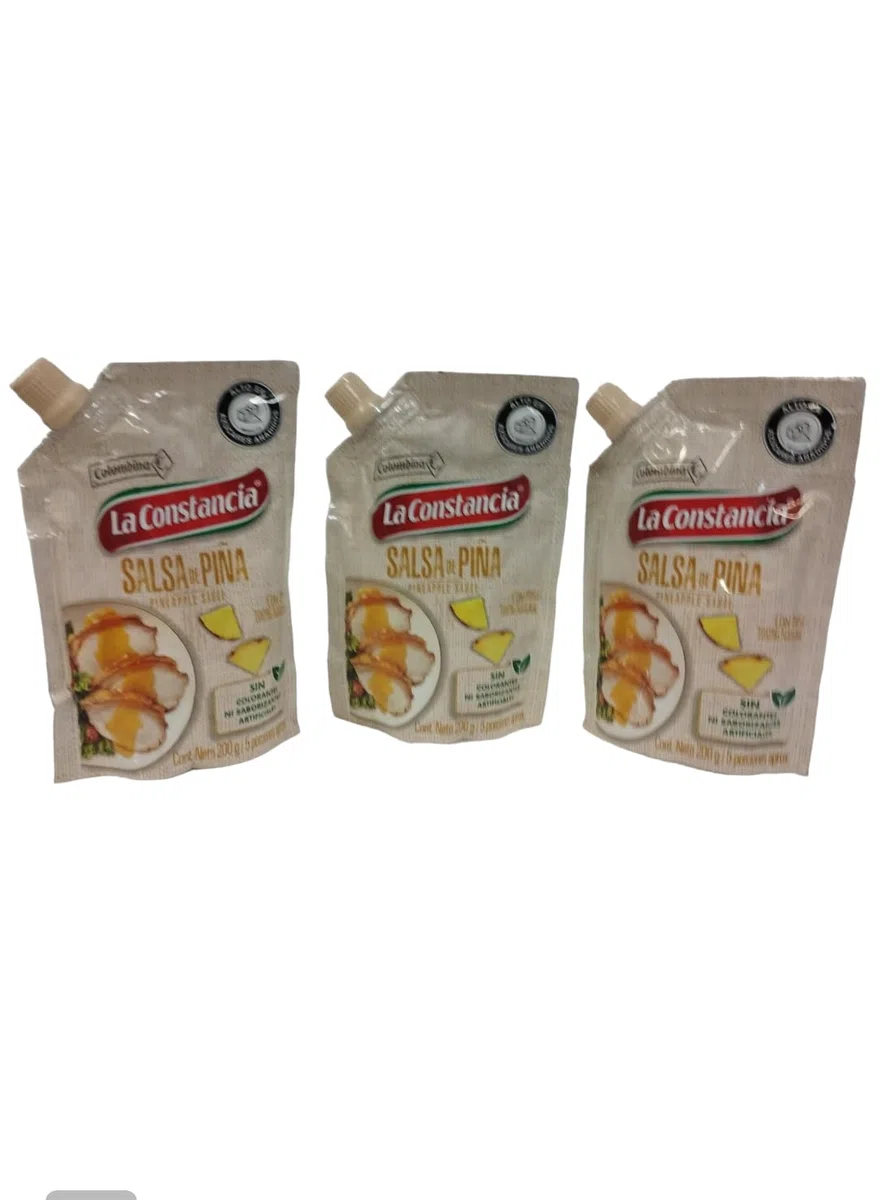 SALSA DE PIÑA - LA CONSTANCIA- COLOMBINA - CON PIÑA 100% NATURAL - 200 G (PACK DE 3)