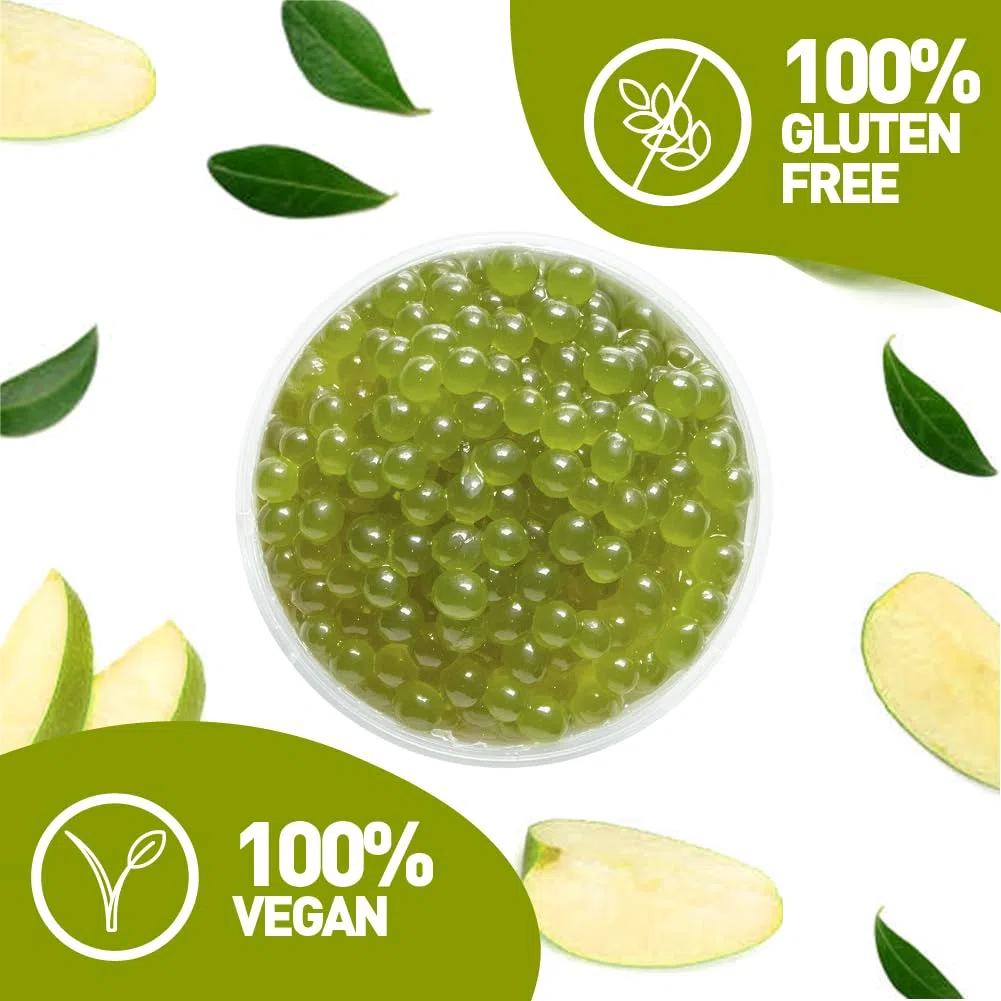 FRANKLY Popping Boba - Esferas de fruta para Bubble tea, té de burbujas, yogur, pasteles y dulces (Manzana verde, 450g)