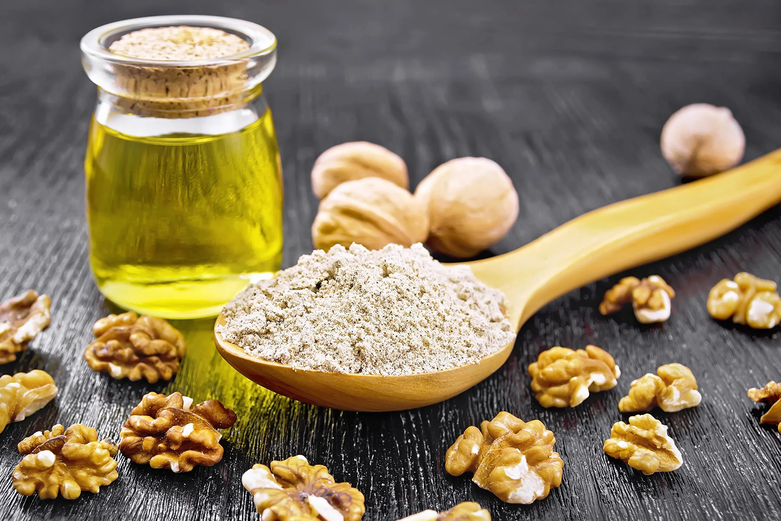Harina de nueces, 500 g, fibra alimenticia de Hortus Verdi, sin gluten, harina de nueces, 100% natural, vegana, rica en proteínas