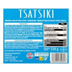 Tsatsiki Hacendado Tarrina 220 g Pack 2