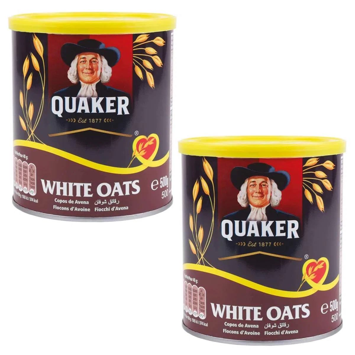 Pack de Avena Quaker 500g Empaque de 2 | Avena Natural| Fuente de Fibra y Energía | Ideal para Desayunos Saludables