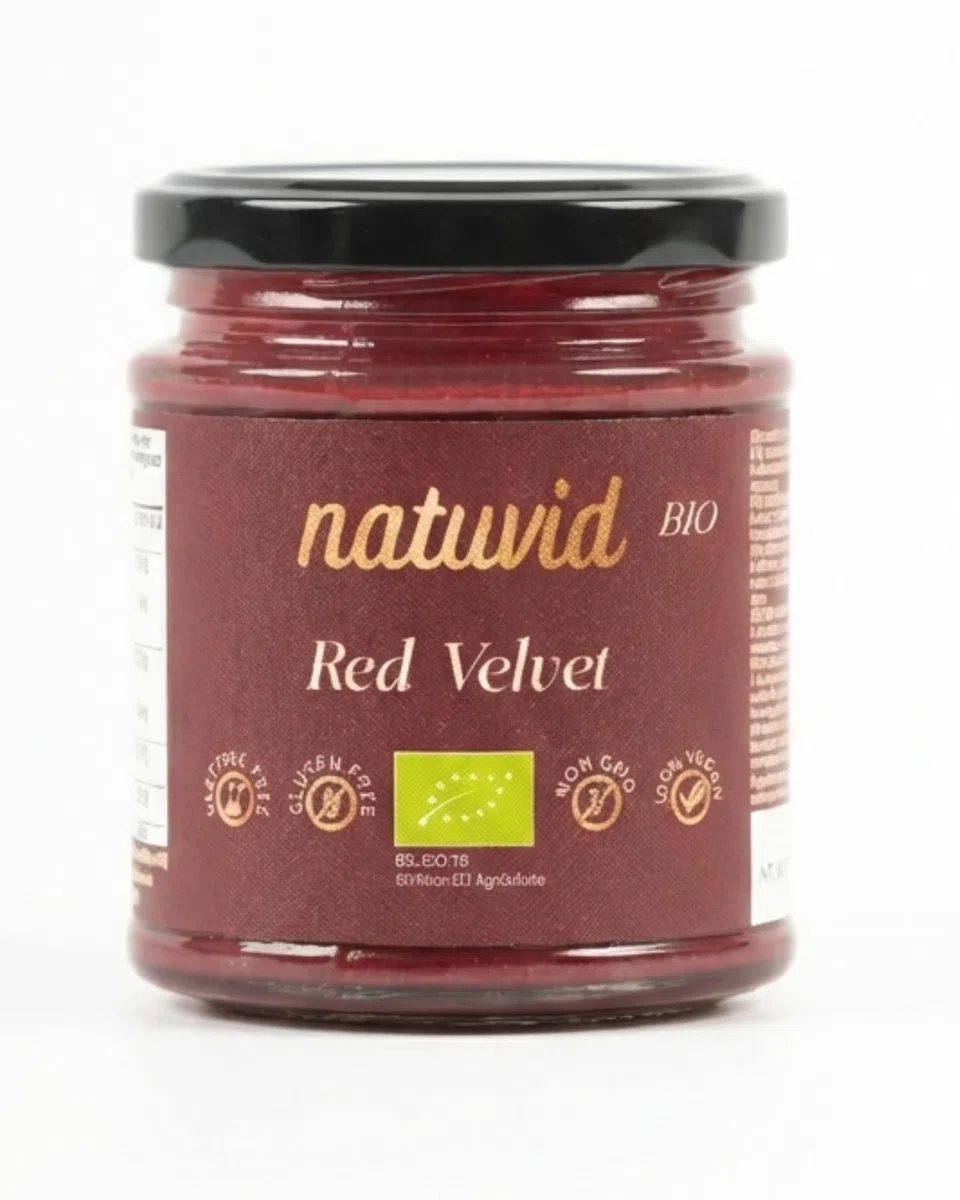 Crema Red Velvet BIO Natuvid (200g) | Mantequilla de Frutos Secos Orgánica | Vegana, Sin Gluten y Sin Lactosa | Ideal para Desayunos Energéticos y Repostería Saludable