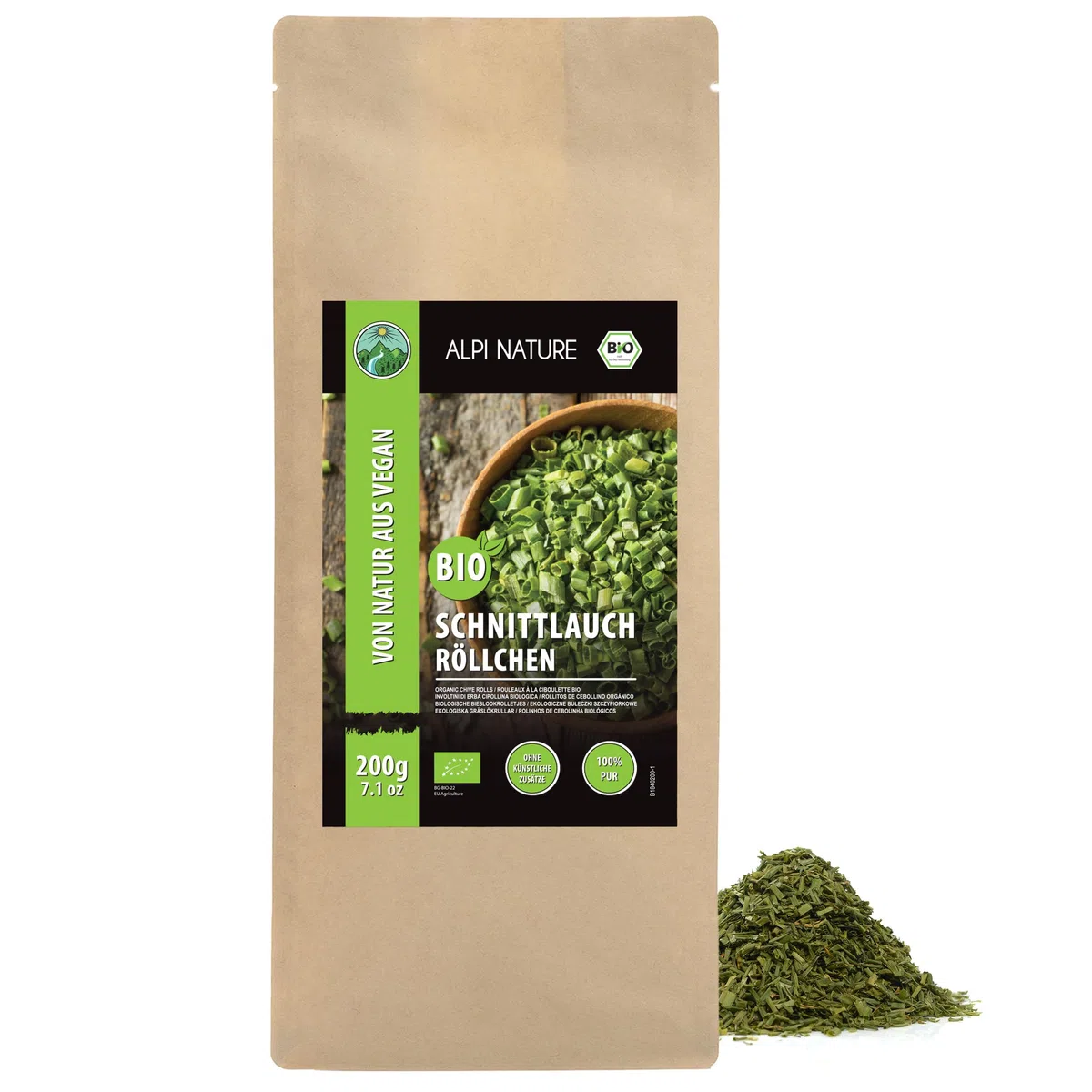 Alpi Nature Cebollino Orgánico Seco 200g, Cebollino Seco y Picado para Cocinar y Decorar