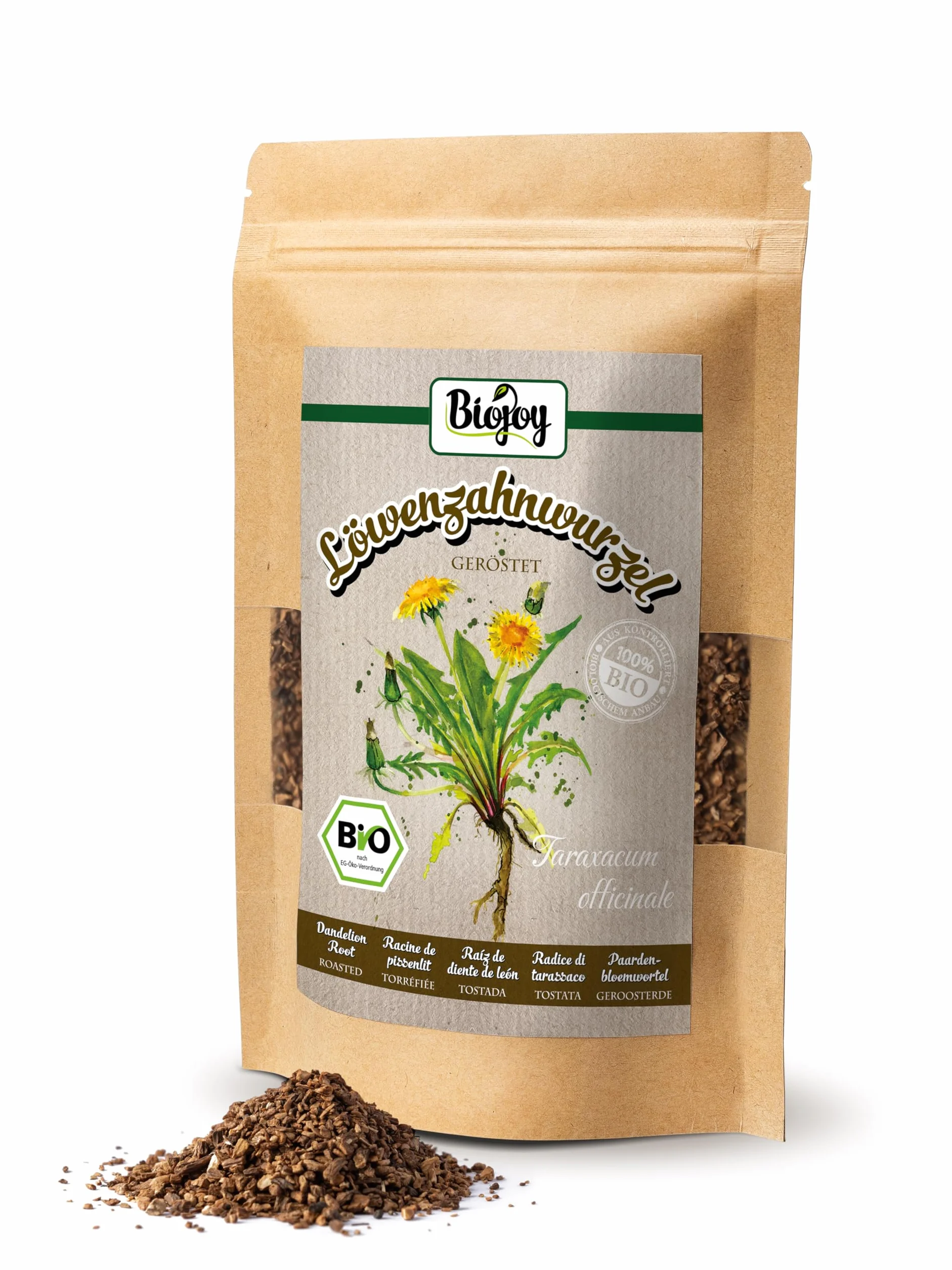 Biojoy Raíces de diente de león Ecológico (100 g), secadas y tostadas, ideales para Infusión (Taraxacum officinale)