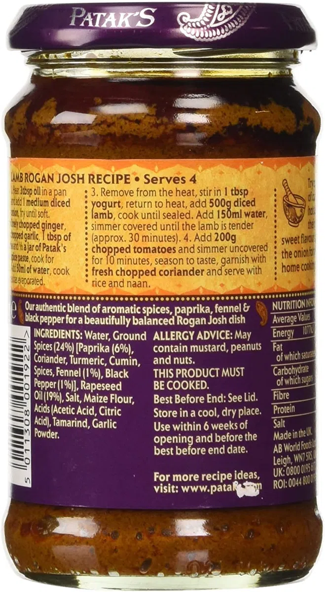 Patak's Rogan Josh - Pasta de especias (283 g)