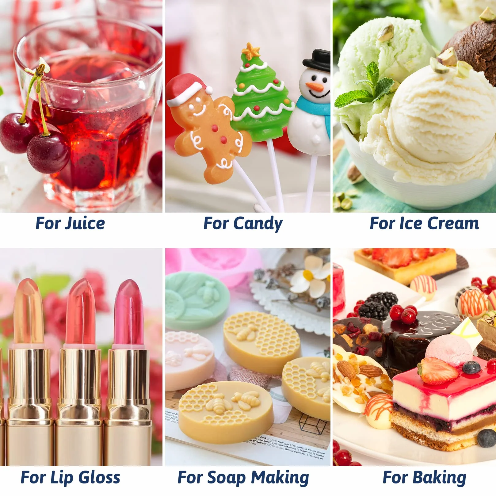 Aromas Alimentarios - 12 Aroma Flavour Drops, Aroma Natural Líquido, Saborizante Concentrado Para Caramelos, Aceite Saborizante Para Hornear, Jabón, Bebidas, Soluble en Agua y Aceite