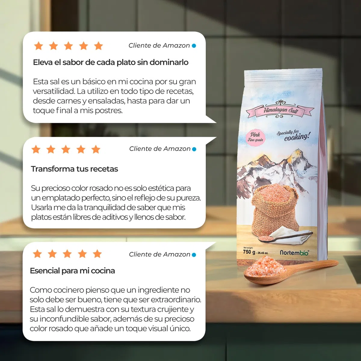 Nortembio Sal Rosa del Himalaya 1,35 kg Grano Fino (1–2 mm) Origen Pakistán Sal Mineral Natural sin Refinar para Uso Culinario. Gratis eBook con Recetas!