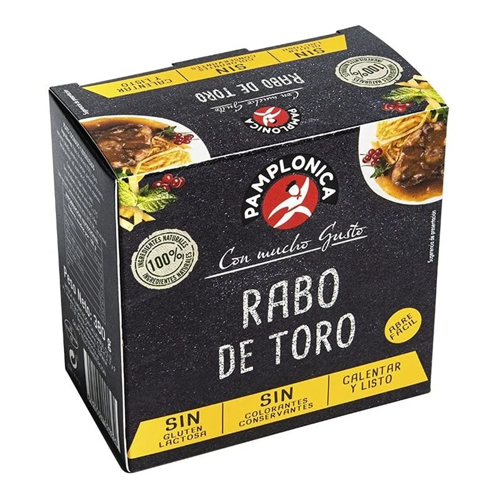 Pamplonica Rabo De Toro Estofado | Carne Melosa Lista Para Calentar | Sin Gluten | Ingredientes 100% Naturales | Sin Conservantes Ni Colorantes | Formato 380 g