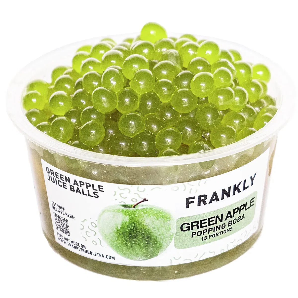 FRANKLY Popping Boba - Esferas de fruta para Bubble tea, té de burbujas, yogur, pasteles y dulces (Manzana verde, 450g)