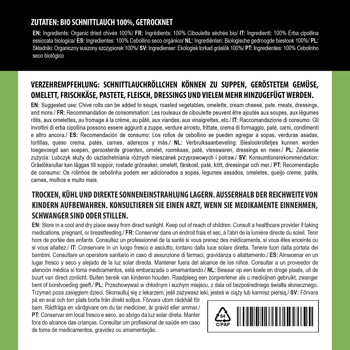 Alpi Nature Cebollino Orgánico Seco 200g, Cebollino Seco y Picado para Cocinar y Decorar