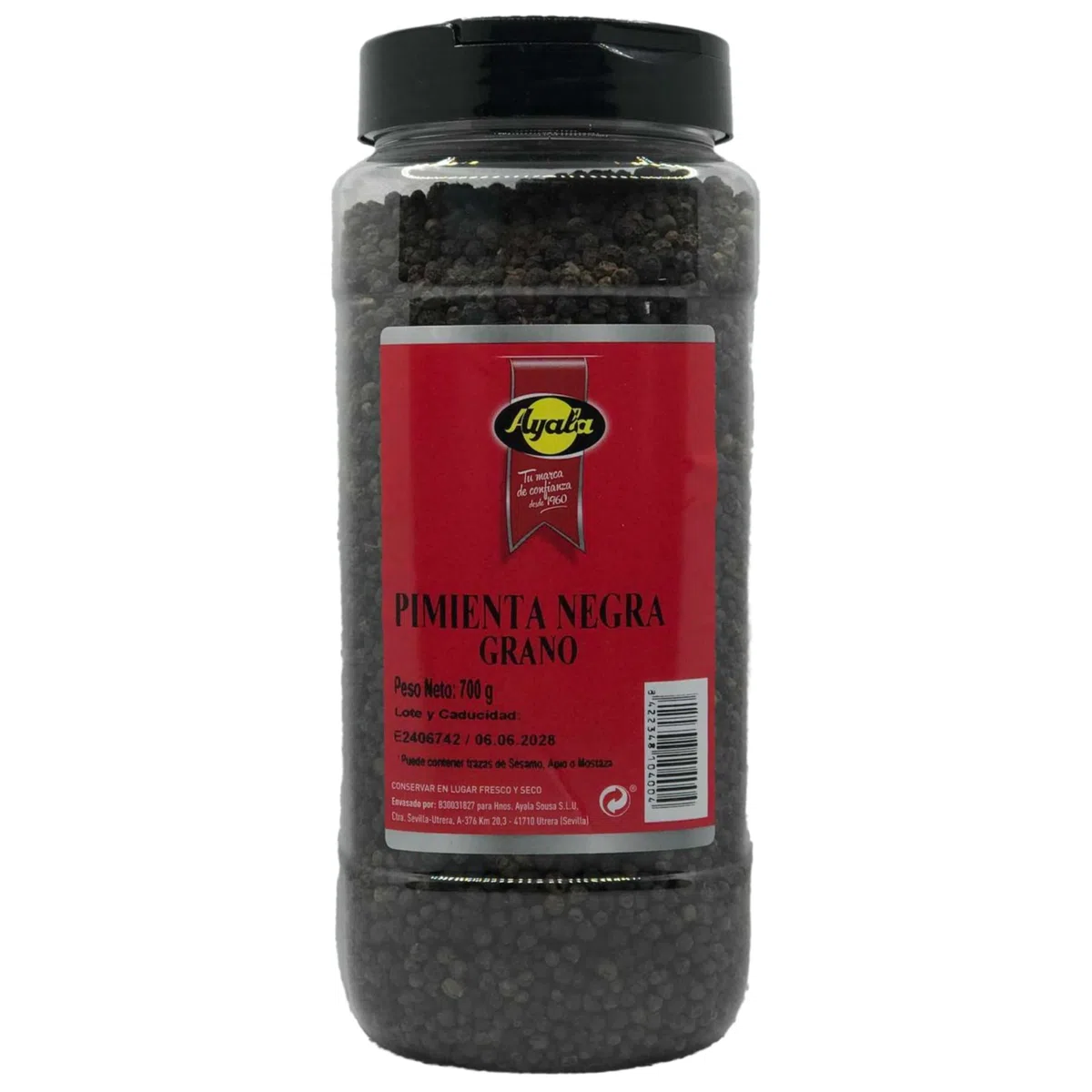 Pimienta Negra en Grano 700g - Pimienta Entera Fresca y Aromática, Ideal para Molinillos, Perfecta para Cocinar y Sazonar
