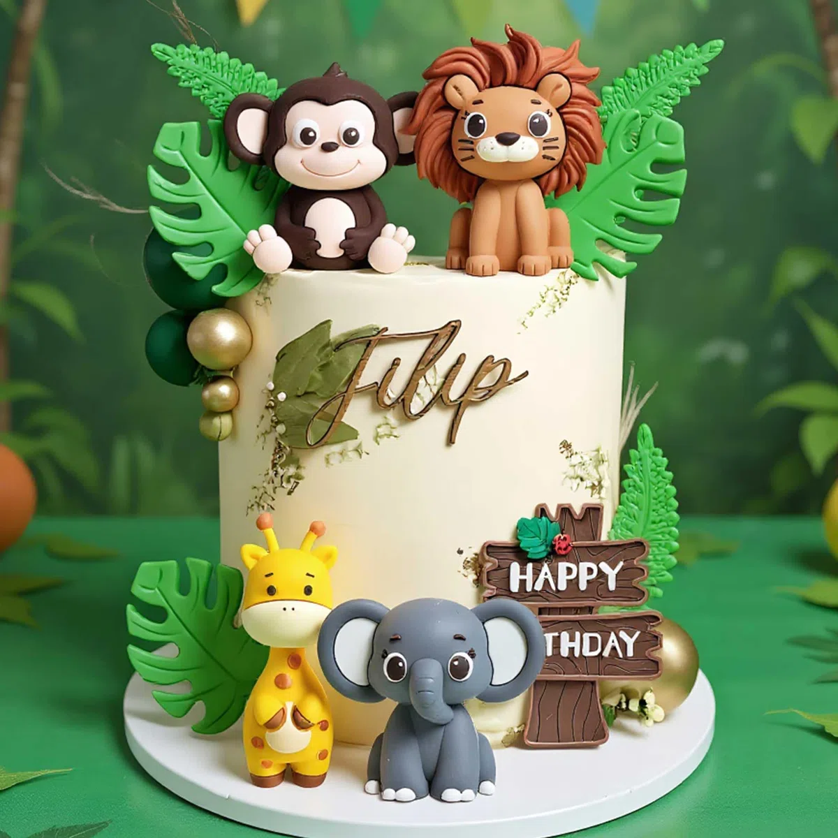 animales de la selva decoración de torta safari salvaje jirafa león selva cumpleaños baby shower fiesta accesorios para fiesta