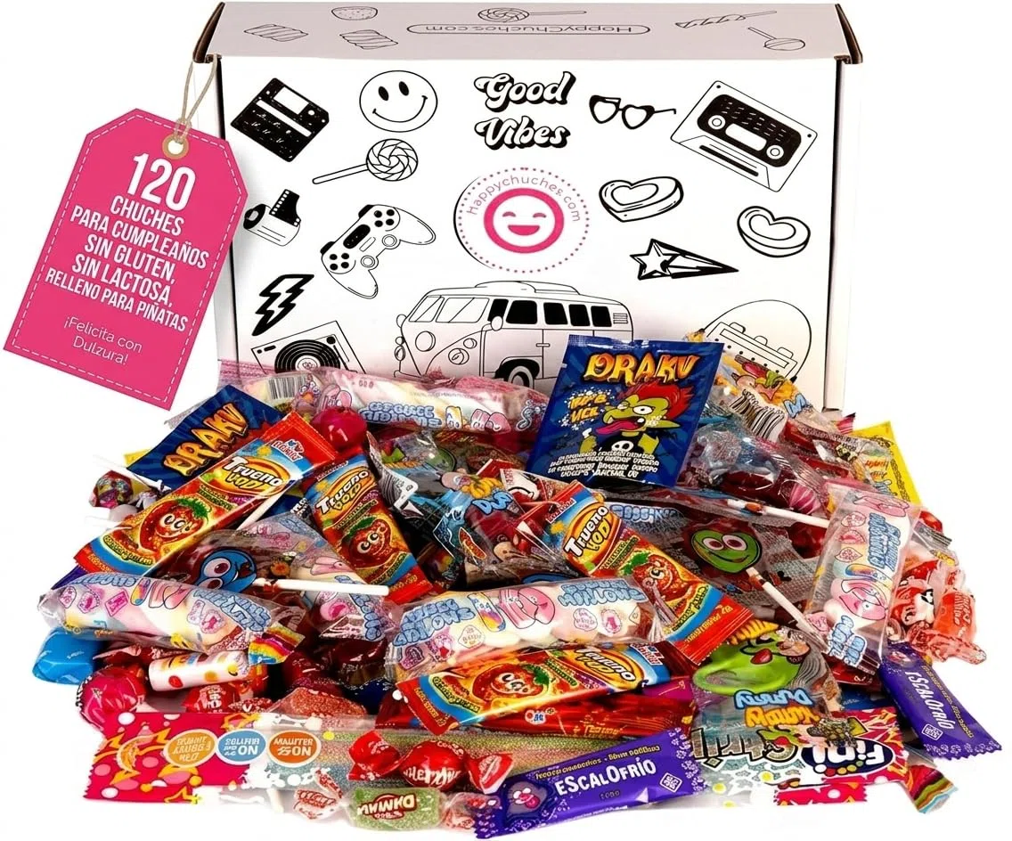 120 Chuches Para Relleno Piñatas Sin Lactosa Sin Gluten Caramelos Variados Para Cumpleaños Infantil Navidad Fiestas Halloween Bolsitas Individuales Golosinas Surtidas Dulces Seguros Para Niños