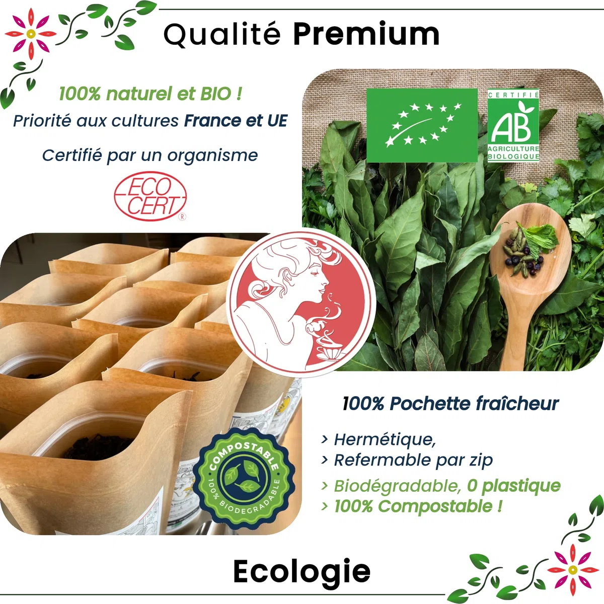 Ascenbio - Rooibos - Chai bos orgánicos - 180 g a granel - preparado y envasado en Francia - embalaje biodegradable