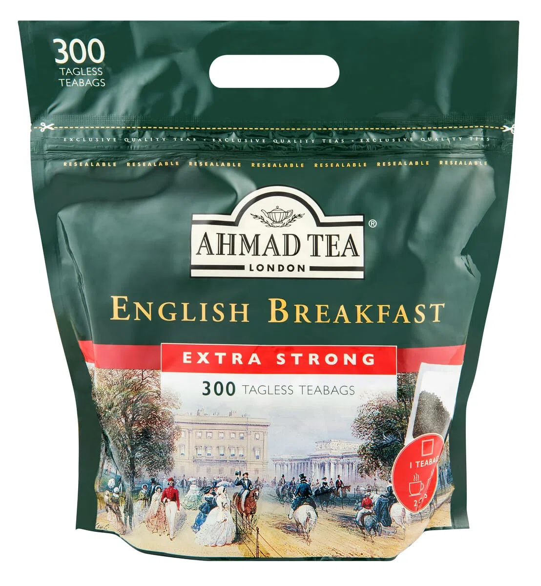 Ahmad Tea - English Breakfast - Té de desayuno negro - Assam & Ceilán - Bolsas de té inglesas sin cinta con 2 g de té por porción - Paquete grande de 300 bolsitas de té