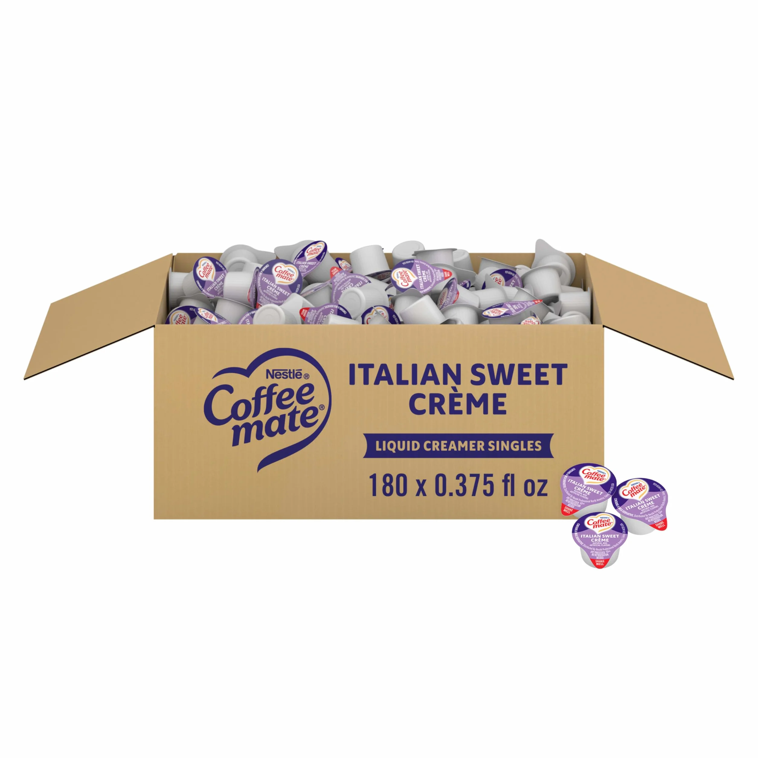 Nestle coffee-mate café Creamer, italiano, crema, 180 hilos, líquido cremoso Singles