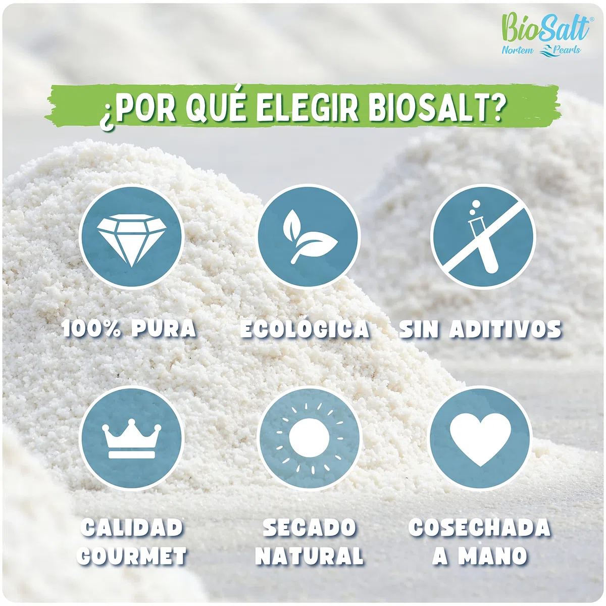 BioSalt Sal Marina Virgen Ecológica 2 x 650 g Extra Gruesa Sal de Cádiz 100% Natural Sin Refinar y Rica en Minerales + Sal Gourmet Cocina Saludable + eBook Exclusivo de Recetas Gourmet