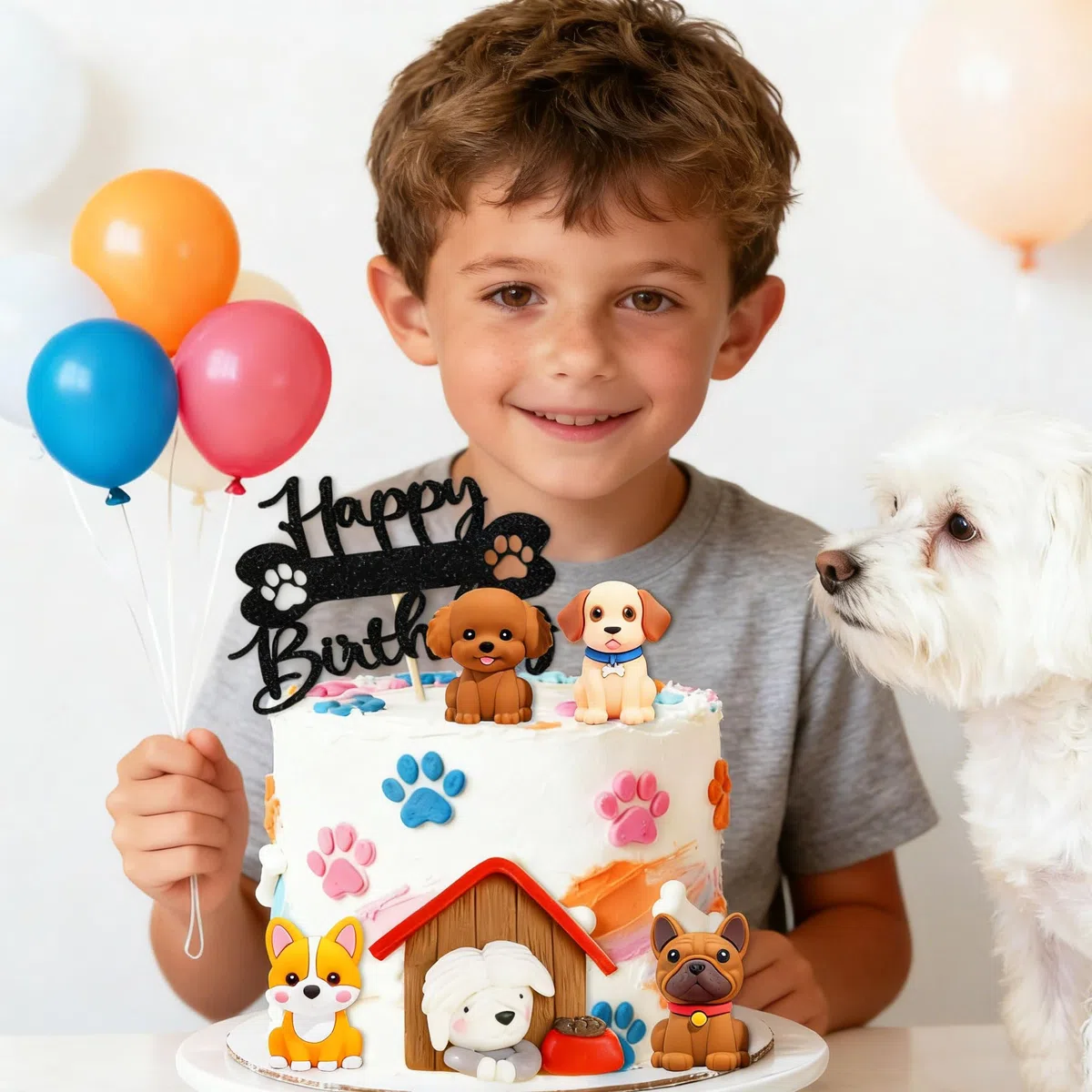 JeVenis perritos fiesta de cumpleaños decoraciones figuras de animales decoraciones pasteles para fiestas cumpleaños accesorios fiestas temática mascotas regalos
