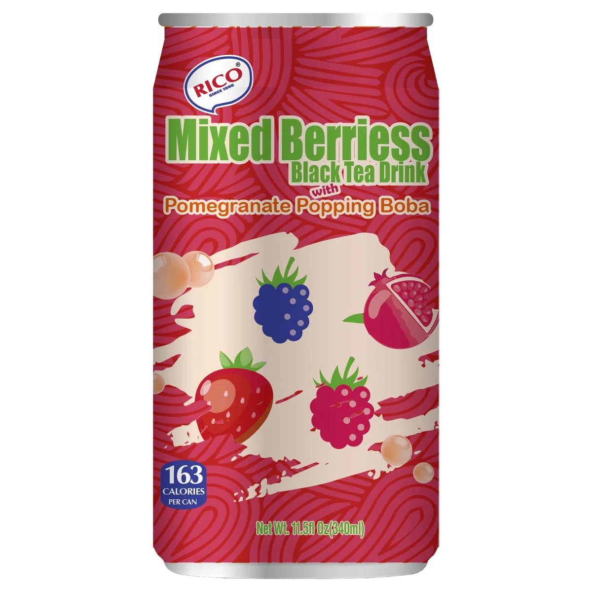Rico Bubble Tea Bebida de bayas mixtas (6 x 350 ml) con depósito desechable