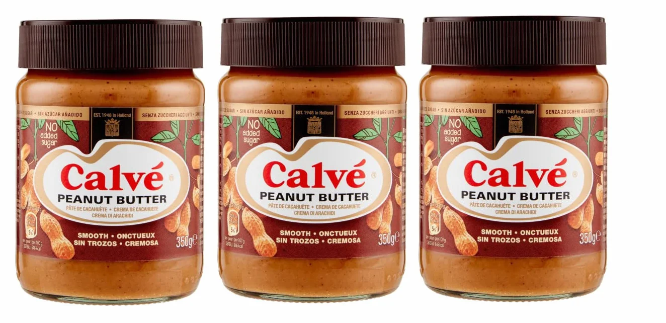 Calvé Pindakaas mantequilla de cacahuate, maní, vidrio, 3 x 350 g