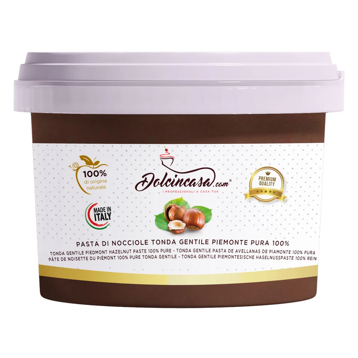 Dolcincasa - Pasta de avellanas Piamonte IGP Avellana Redonda Gentile delle Langhe 100% pura para helados, cremas, crema y otros usos en pastelería, 200 g