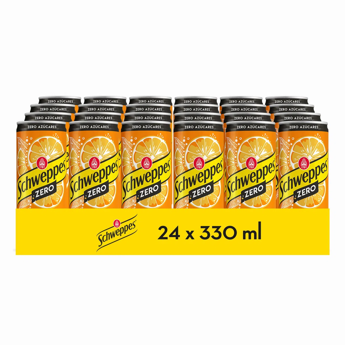 Schweppes Naranja Zero, Refresco Sin Azúcar ni Calorías - Lata, Pack 24 x 33 cl