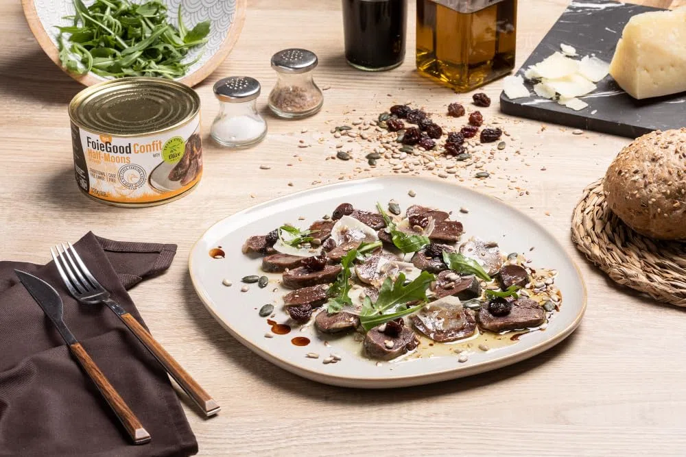 FoieGood - Confit de Mollejas de Pato - Ideal para Aperitivos - Sin Cebo Tradicional - 320gr