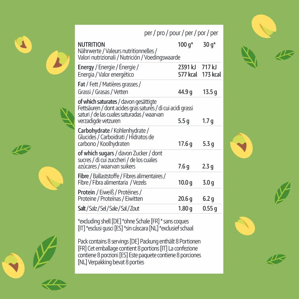 Marca Amazon - Happy Belly Pistachos tostados y salados, Sal Marina, 1000g (Paquete de 2 x 500 g)