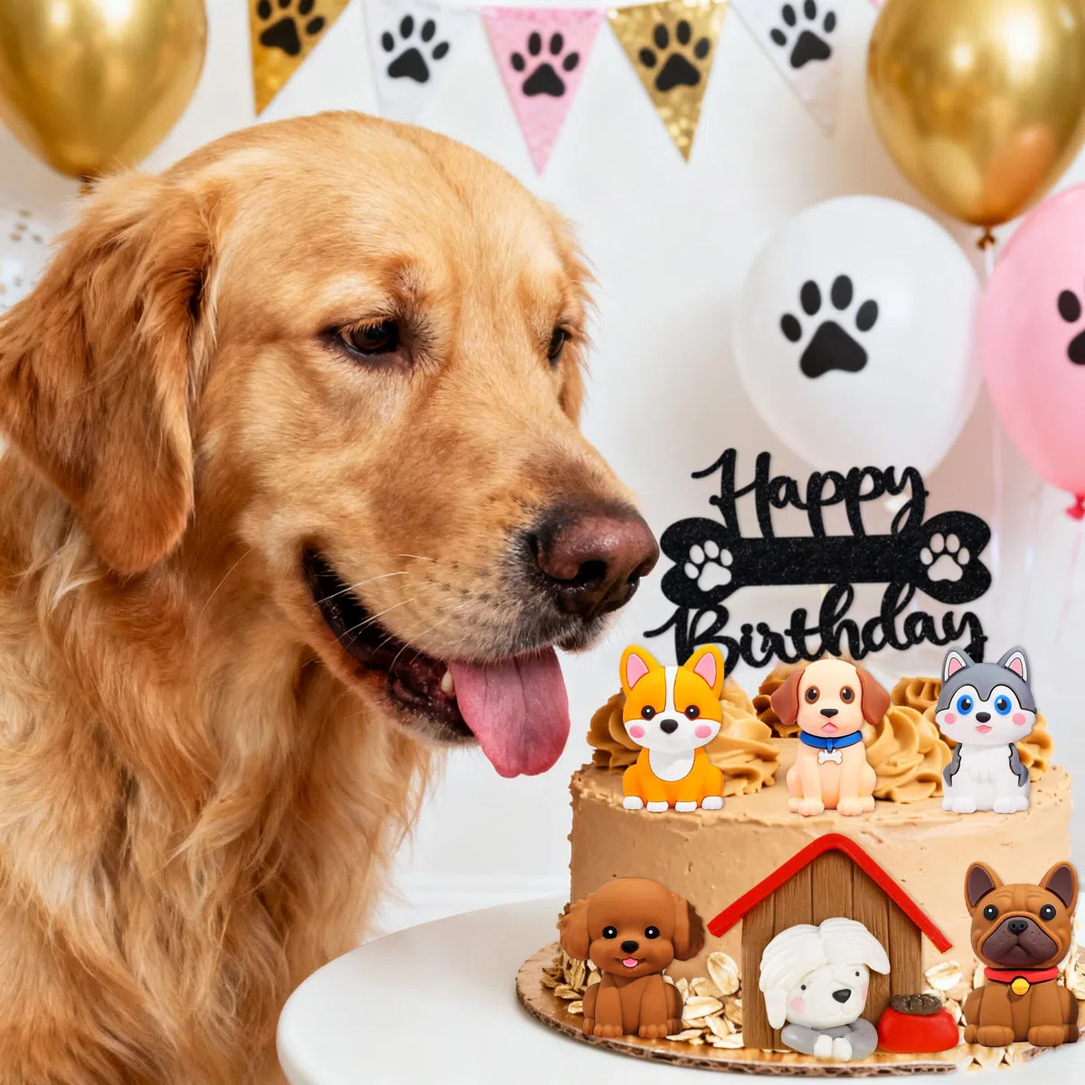 JeVenis perritos fiesta de cumpleaños decoraciones figuras de animales decoraciones pasteles para fiestas cumpleaños accesorios fiestas temática mascotas regalos