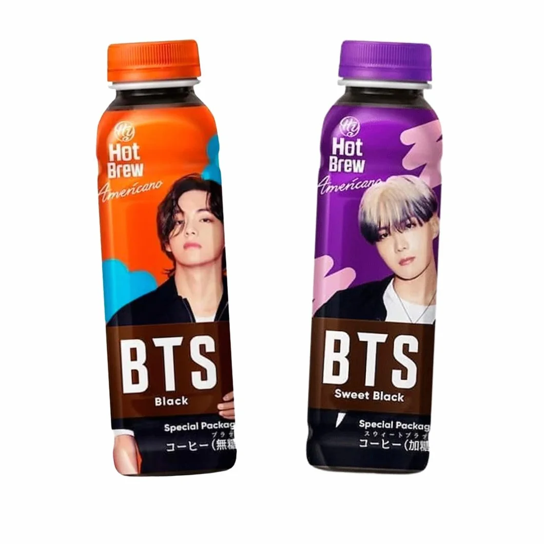 Bebida Coreana de Café | Sweet Black y Black BTS | Una Bebida Exclusiva para Fans del K-pop | 350ml | Pack de 2