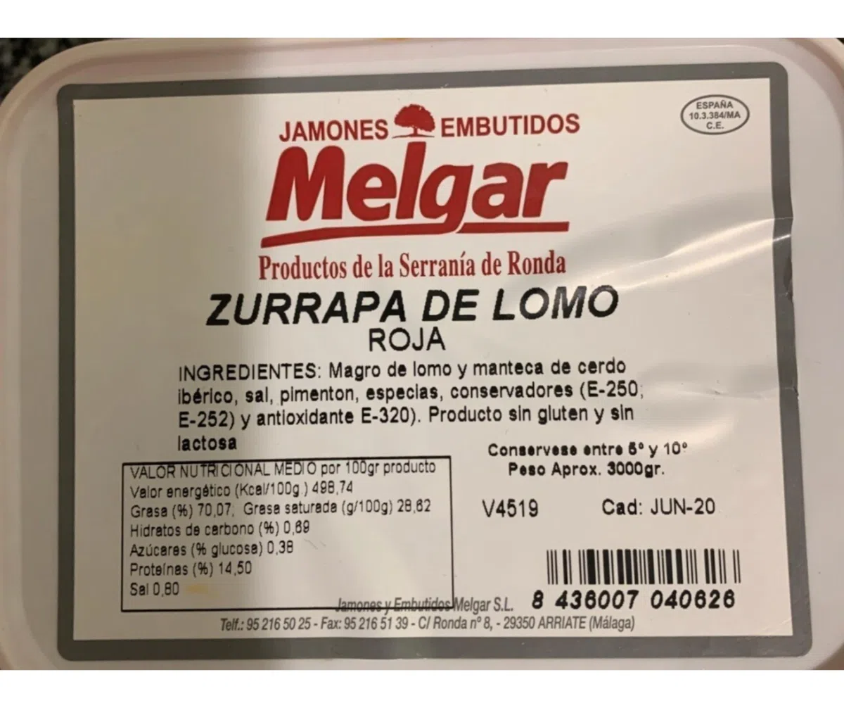 Zurrapa de Lomo Roja: El delicioso y fibroso paté de pimentón que no te puedes perder en tus comidas y aperitivos. Prueba su intenso sabor con nuestra presentación de 0.5kg