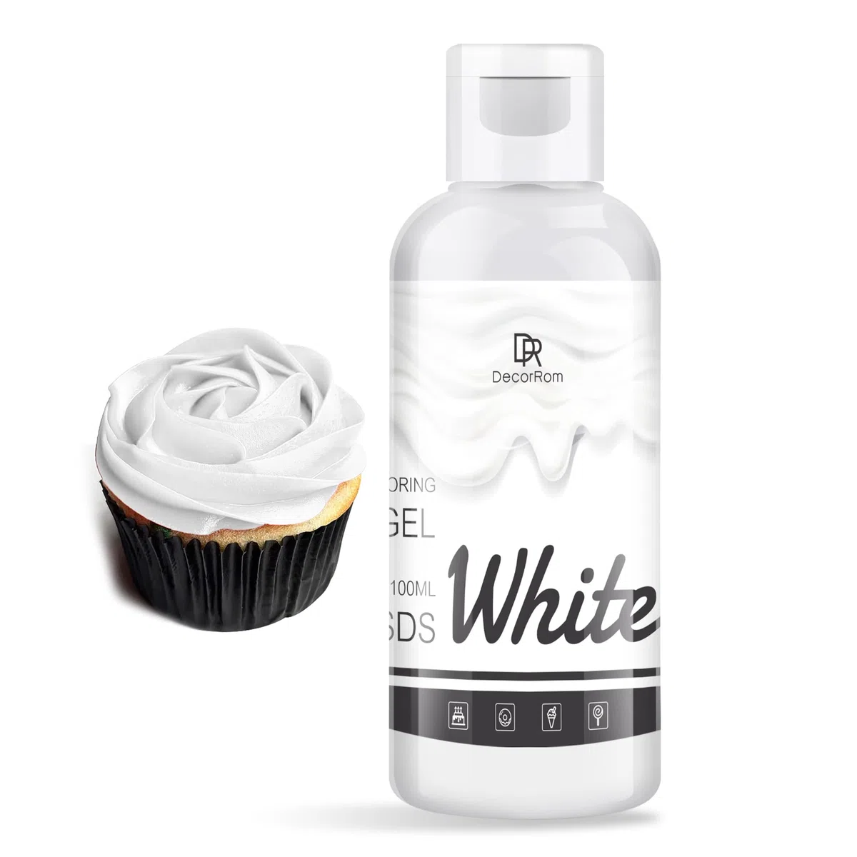 Gel Colorante Alimentario - Colorante Alimentario Gel Concentrado para Pastel, Hornear, Glasear y Fondant - Tintes Alimentarios Insípido para Macarrón, Galletas, Limo, Manualidades DIY (blanco, 100ml)