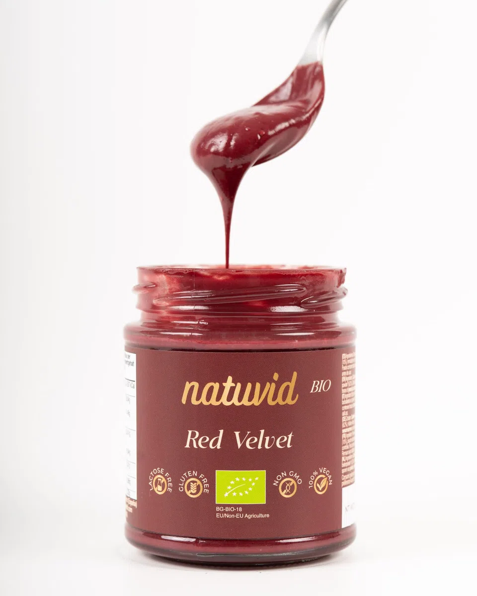 Crema Red Velvet BIO Natuvid (200g) | Mantequilla de Frutos Secos Orgánica | Vegana, Sin Gluten y Sin Lactosa | Ideal para Desayunos Energéticos y Repostería Saludable