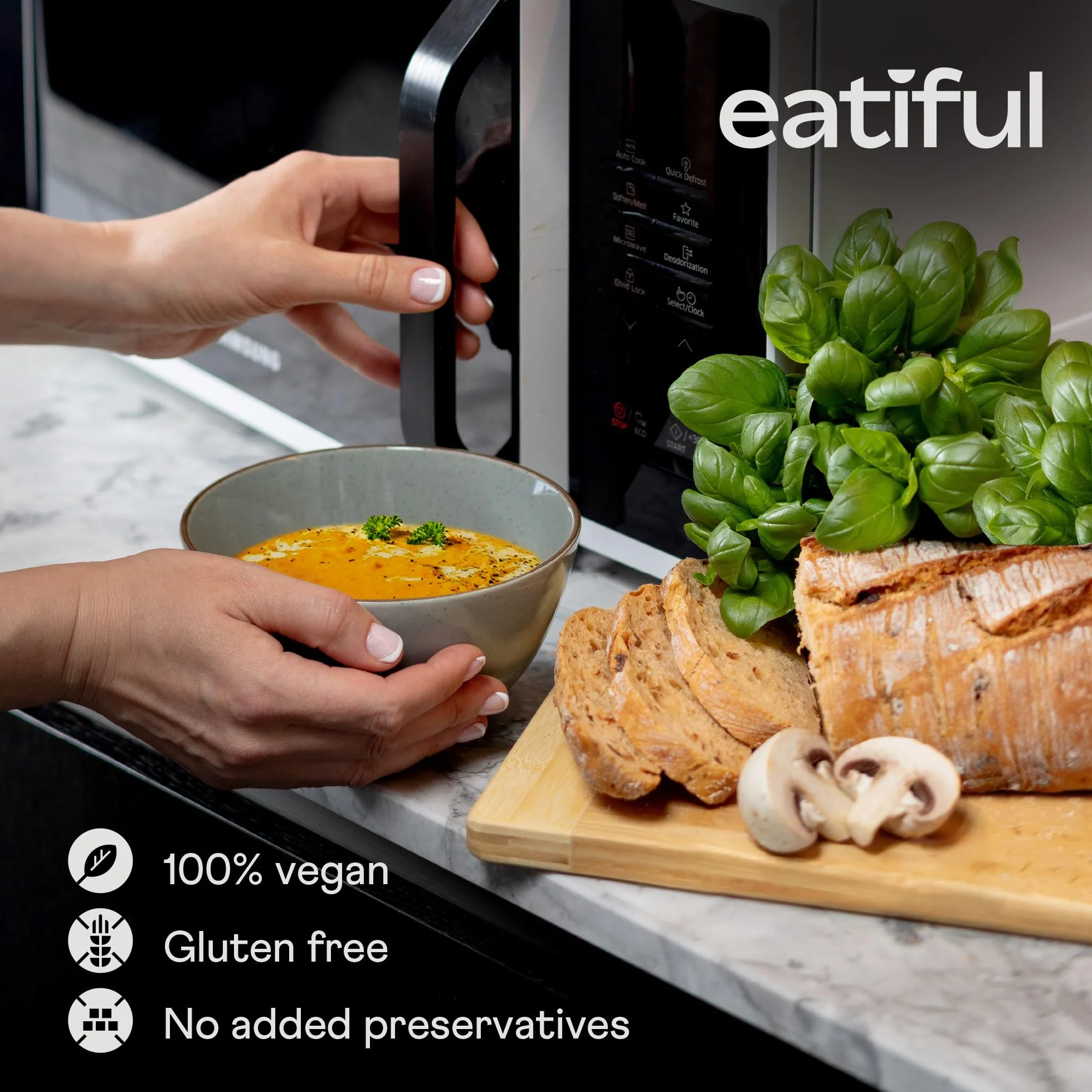 EATIFUL Sopa de Calabaza Moscada, Deliciosa Sopa de Calabaza Moscada Lista Para Comer con Boniatos, Elaborada con Verduras Ecológicas, de Origen Vegetal, sin Gluten y OMG, 400g (Paquete De 3)