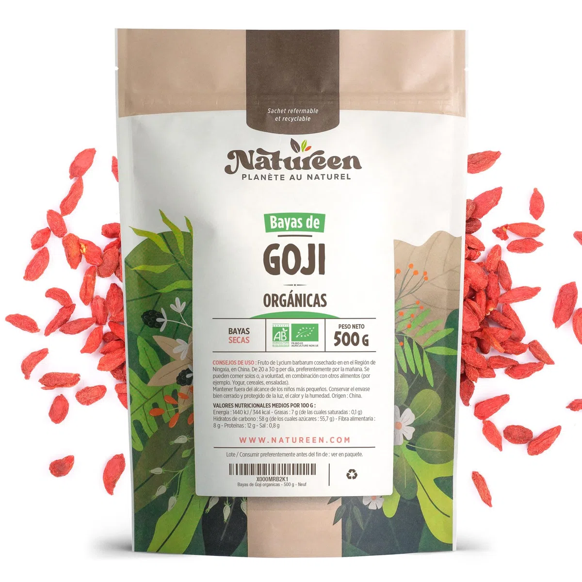 Bayas De Goji Orgánicas - 500g - Deshidratadas, Sin azúcar añadido