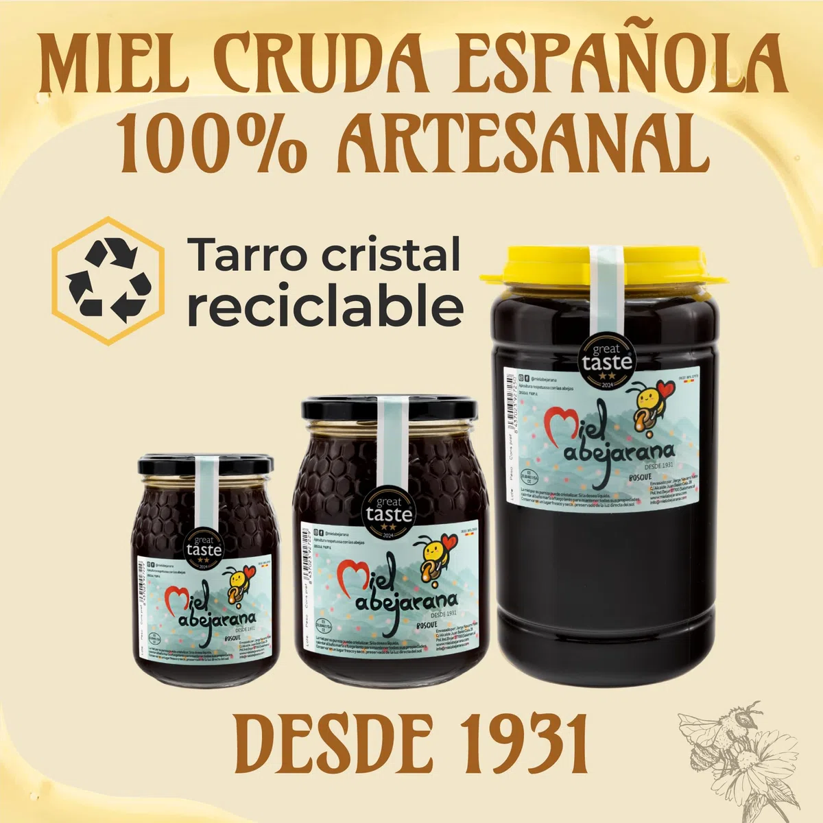 Miel de Bosque 1kg Cruda Sin Filtrar Ni Pasteurizar Pura de Abeja y Natural