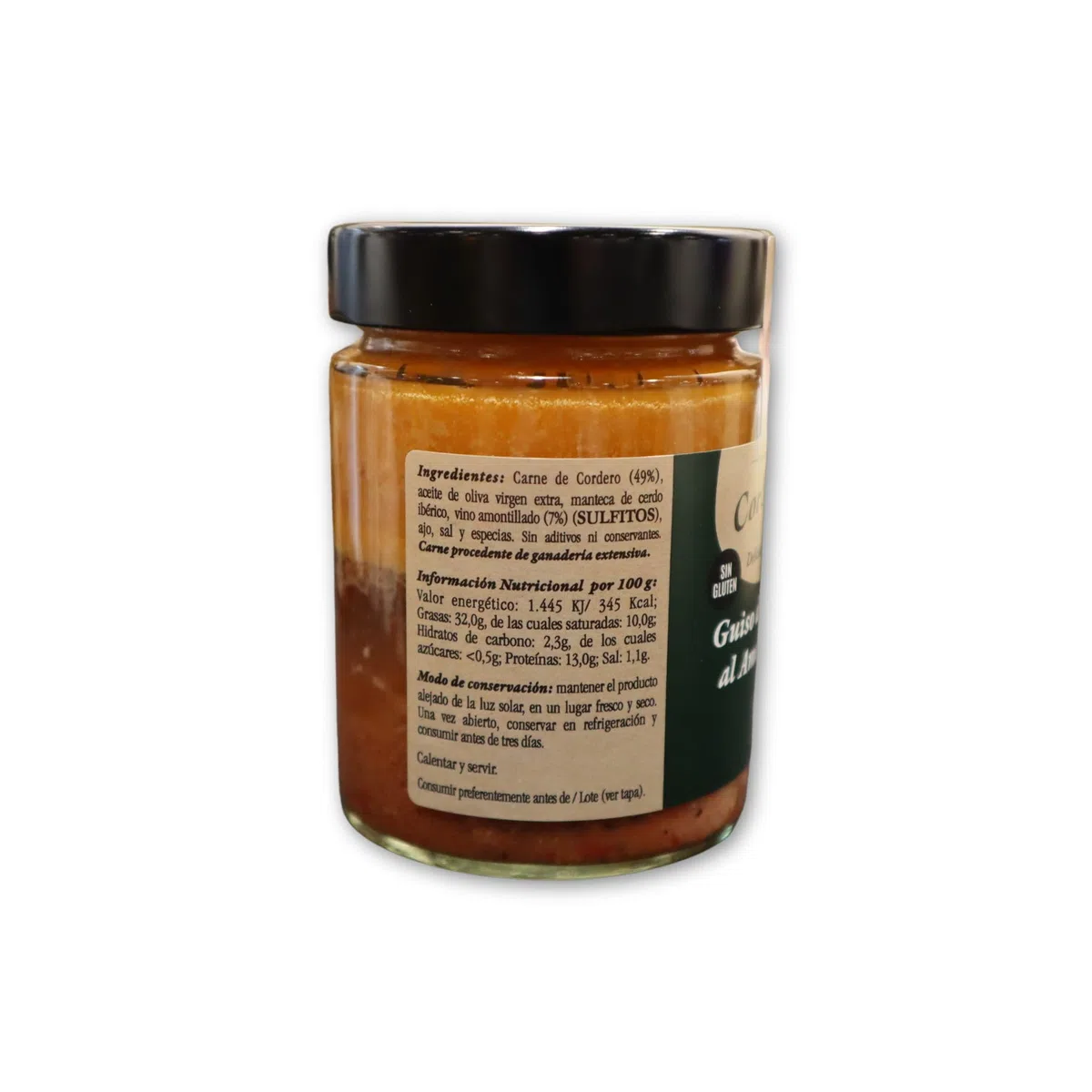 Corsevilla - Guiso Cordero Amontillado - Calidad Gourmet - Delicias de Cordero - Sin Gluten - Sin Lactosa - Listo para calentar y comer - 260g unidad aprox.
