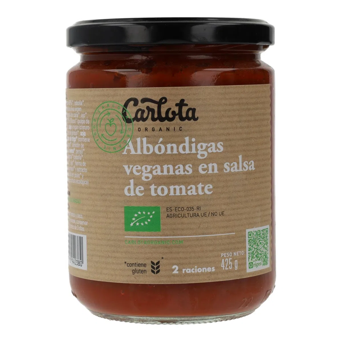 Albondigas Veganas en salsa de Tomate | BIO | Carlota Organic | 425 gr | Pack 2