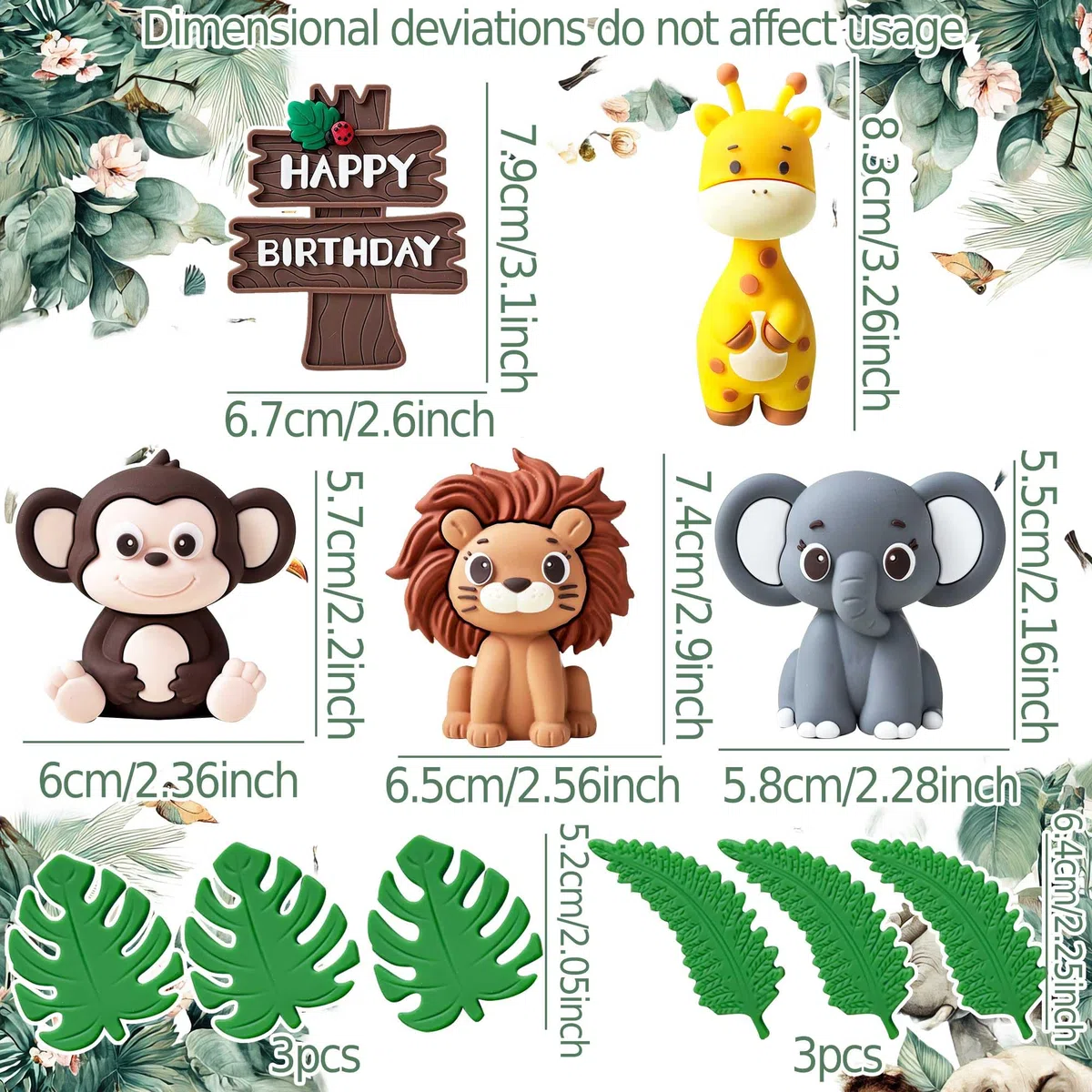 animales de la selva decoración de torta safari salvaje jirafa león selva cumpleaños baby shower fiesta accesorios para fiesta
