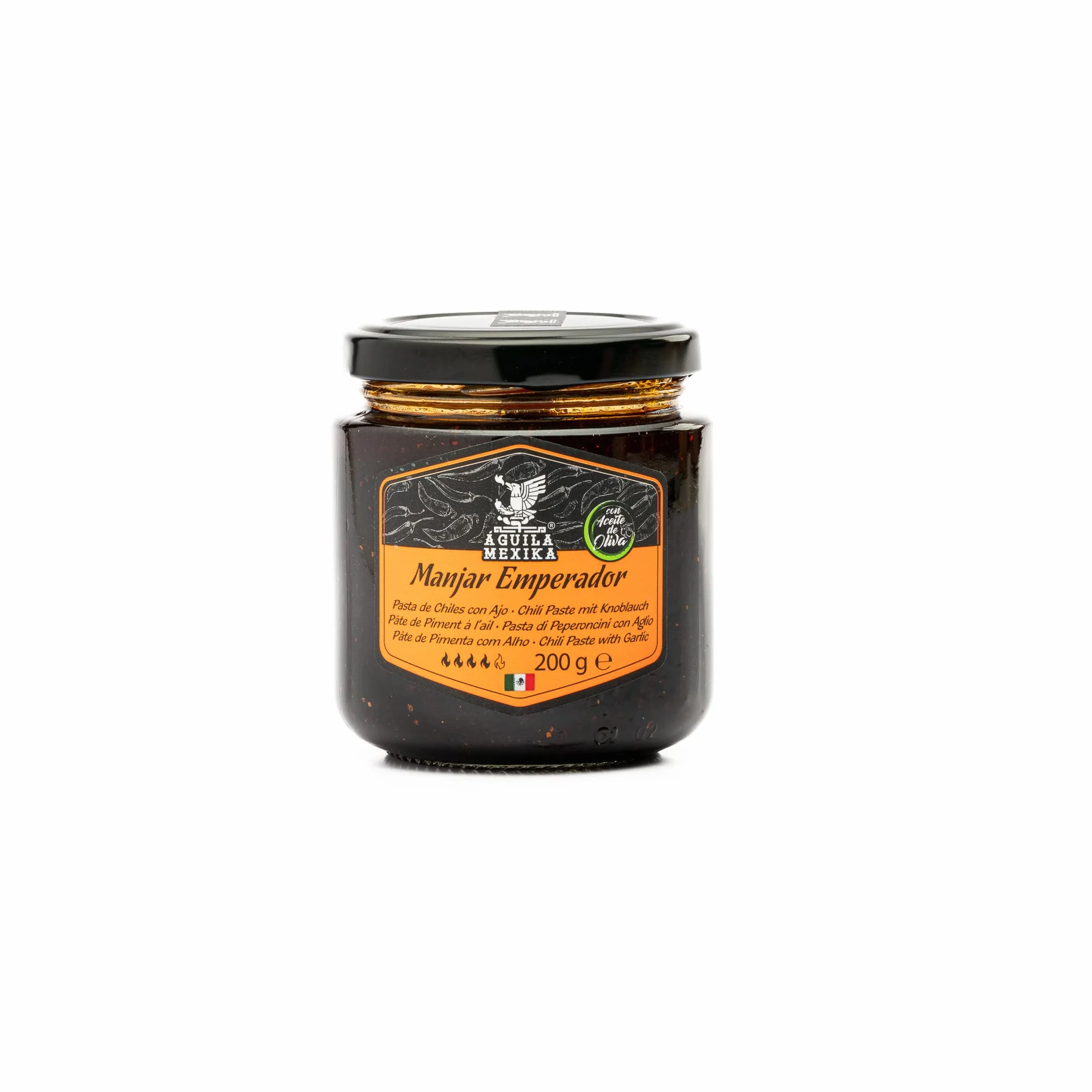 ÁGUILA MEXIKA Salsa Macha gourmet con 3 Chiles Mexicanos: Chipotle, Morita & Rojo de Árbol, ajo, Aceite de Oliva virgen
