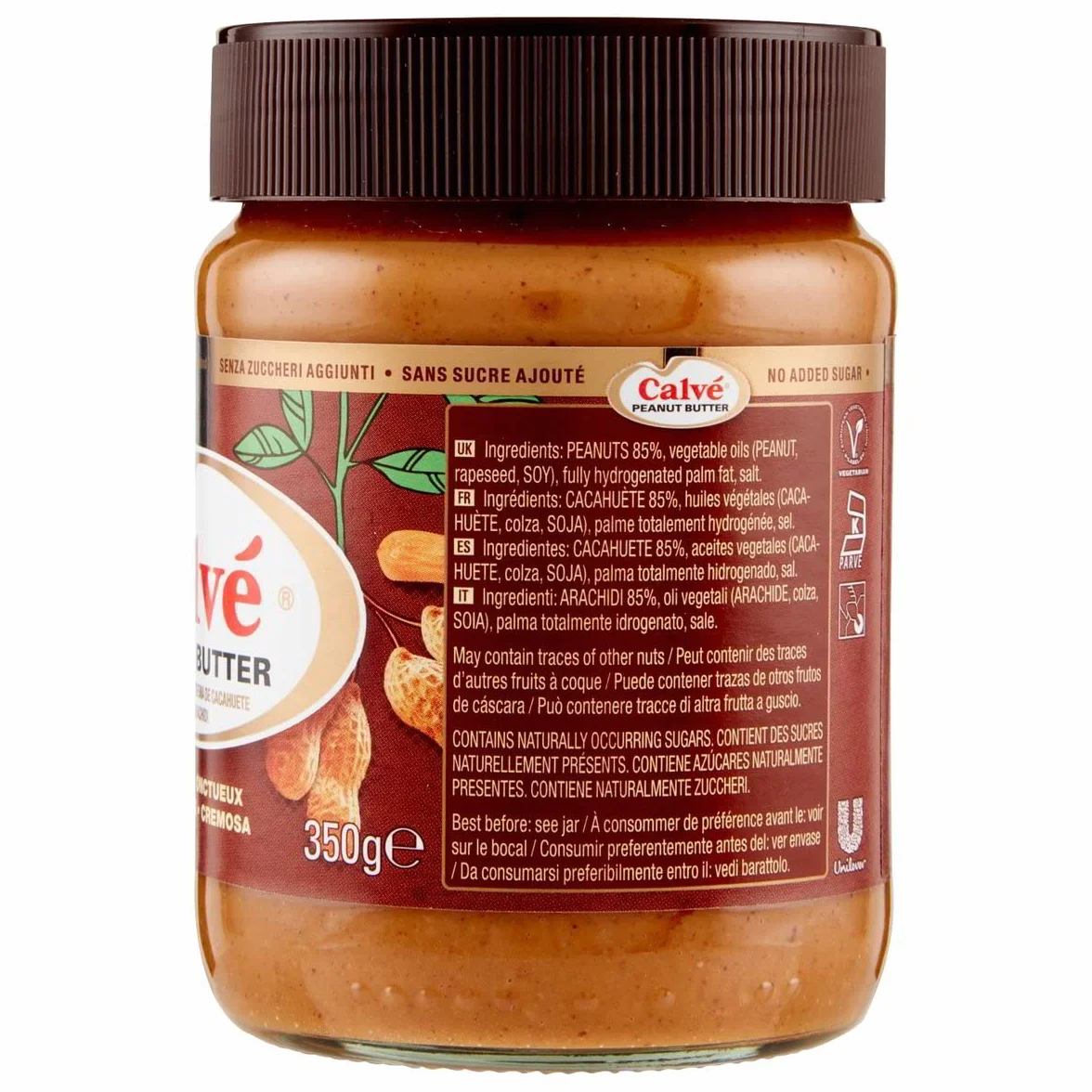 Calvé Pindakaas mantequilla de cacahuate, maní, vidrio, 3 x 350 g