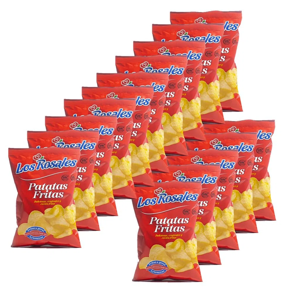 LOS ROSALES Patatas Fritas Caja 15 Bolsas, patatas fritas, snacks y aperitivos, patatas fritas sin gluten sin lactosa, snacks…