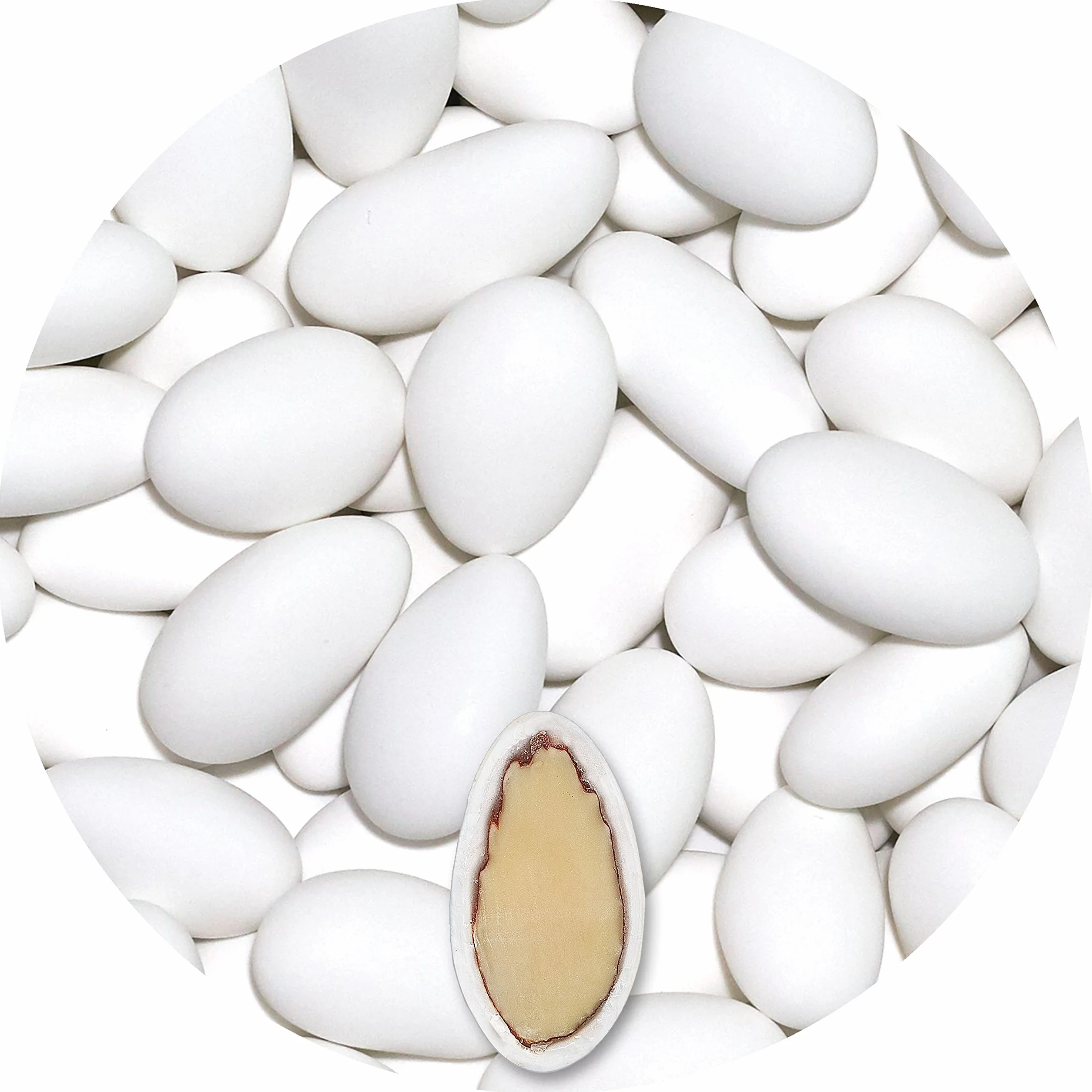 EinsSein Peladillas de Almendra Gracile Blanco y blanco mate 1kg | 300 pieza Confeti Dulce para Fiestas | Grageas para Boda Bautizo y Comunión | Cumpleaños y Eventos