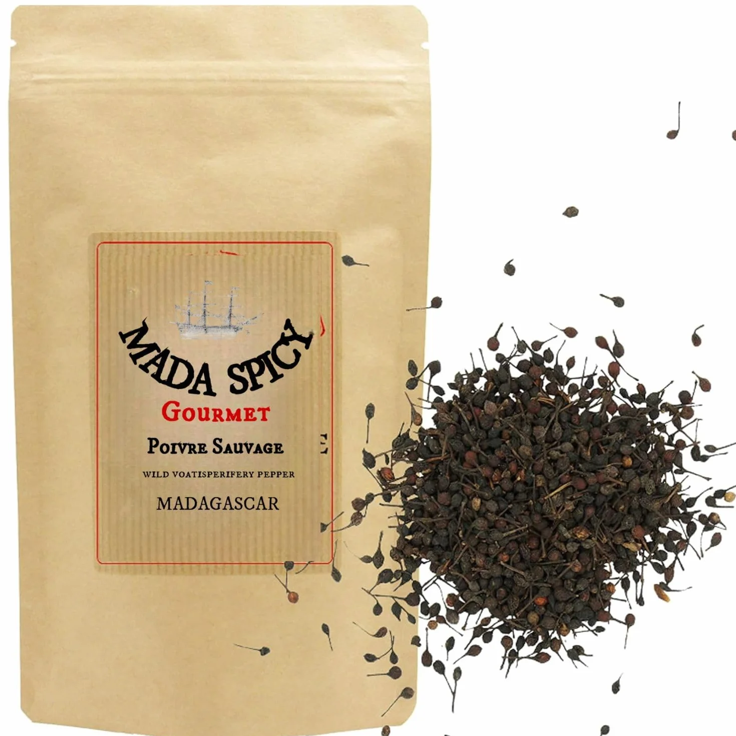 Pimienta Voatsiperifery silvestre de Madagascar bolsita 100g.