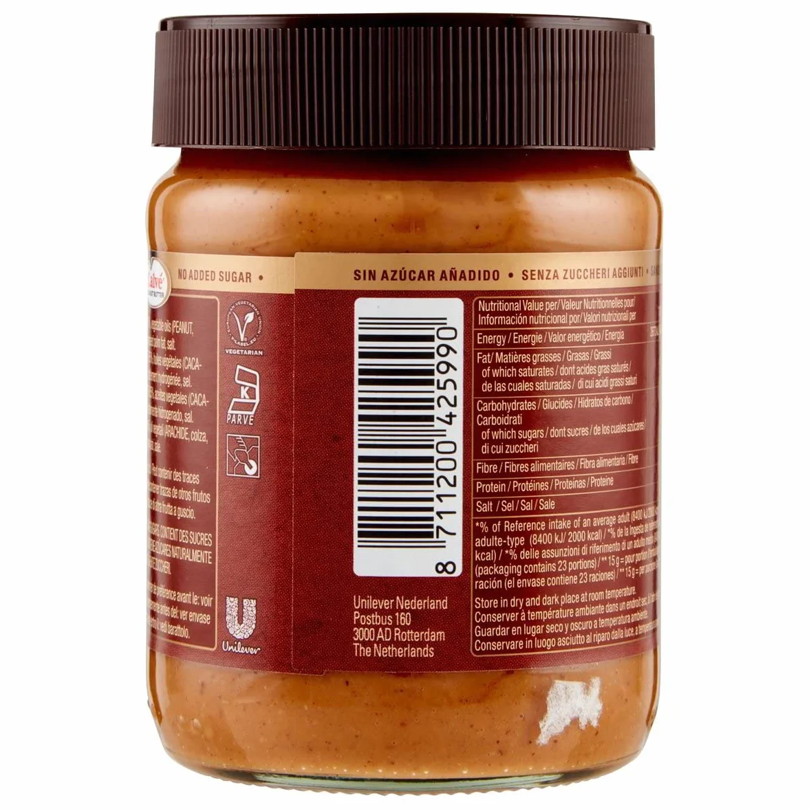 Calvé Pindakaas mantequilla de cacahuate, maní, vidrio, 3 x 350 g