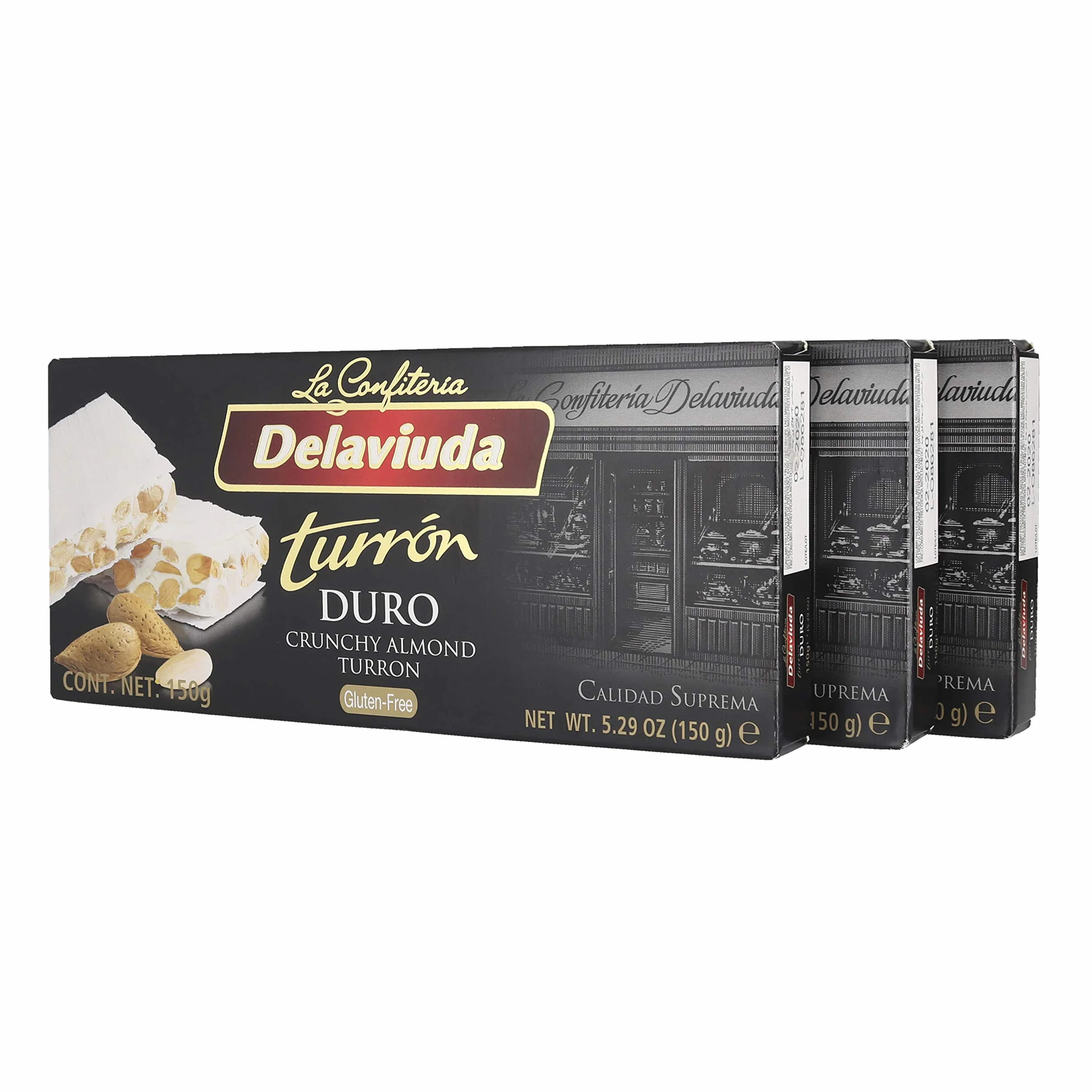 Delaviuda Turrón crujiente de almendras Turrón - (paquete de 3) con bolsa de almacenamiento rápido