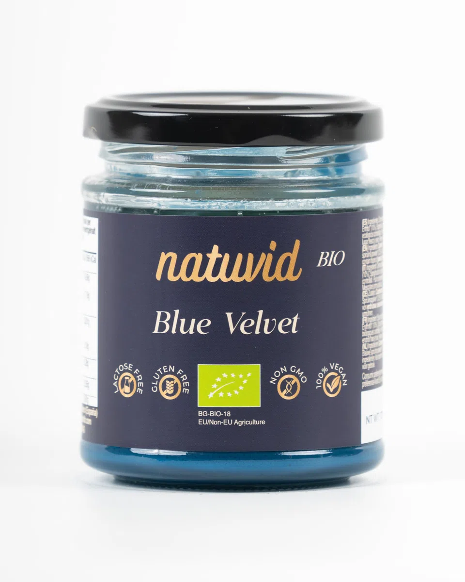 Crema Blue Velvet BIO con Anacardos, Macadamia y Espirulina Azul Natuvid (170g) | Mantequilla de Frutos Secos Orgánica con Leche de Coco y Limón | Vegana, Sin Gluten y Keto Friendly