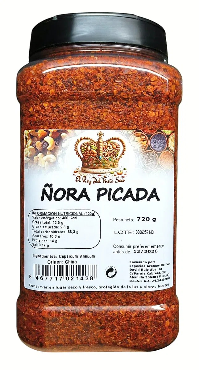 Ñora molida 600 gr - Ñora Especia - Ñora Picada - Ñora Granulada - El Rey del Fruto Seco